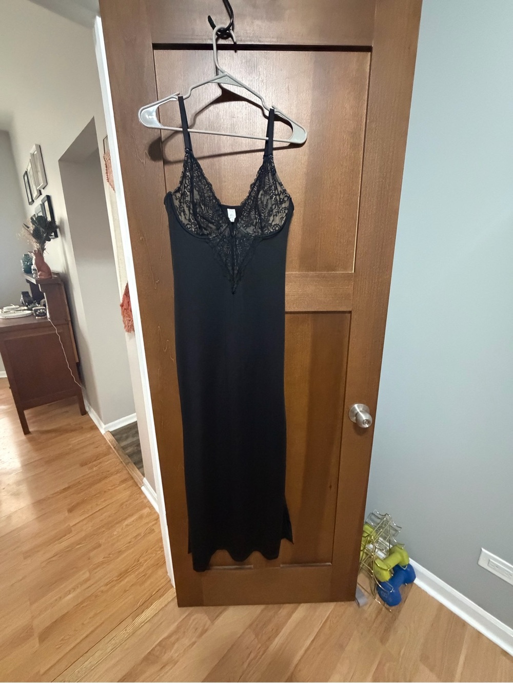 Populish Black Lace-Trim Slip Dress Size Large (never worn)